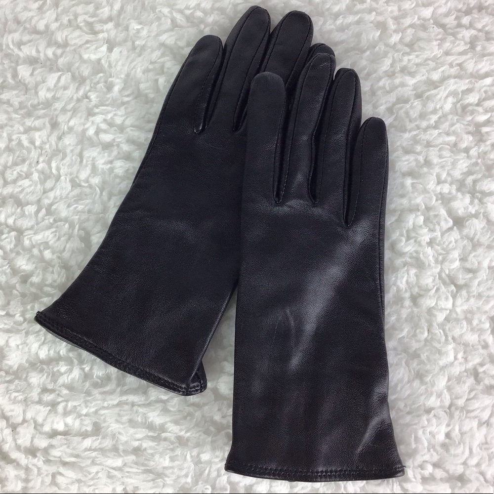 Charter Club Tech Palm Leather Gloves Black - Picture 1 of 5